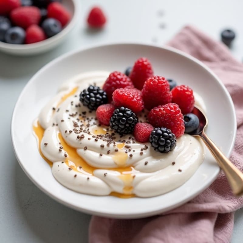 Silky Greek Yogurt Protein Pudding with Mixed Berries