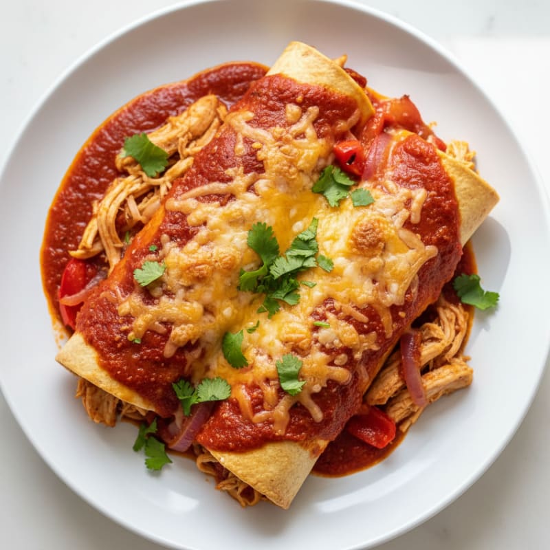 Chicken Enchiladas with Red Chili Sauce