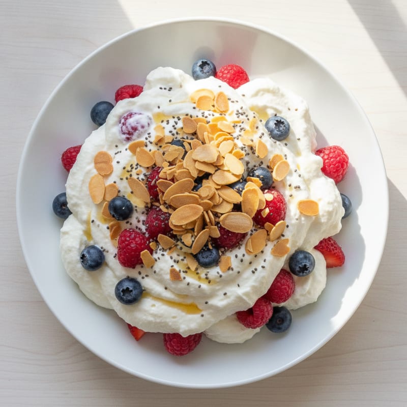 Greek Yogurt Protein Mousse with Mixed Berries