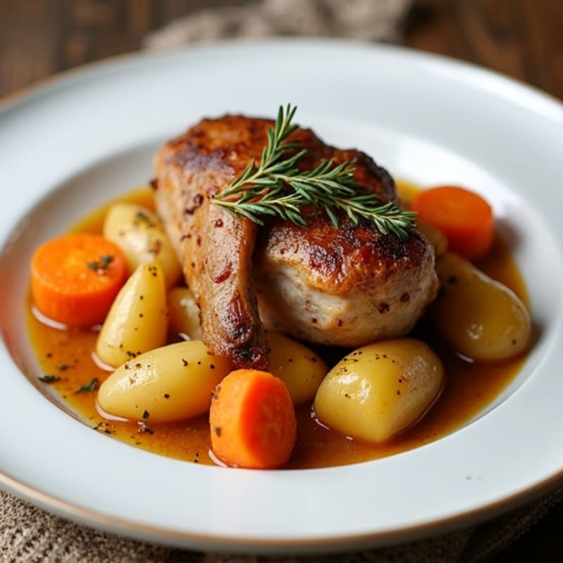 Tender Braised Rabbit with Root Vegetables