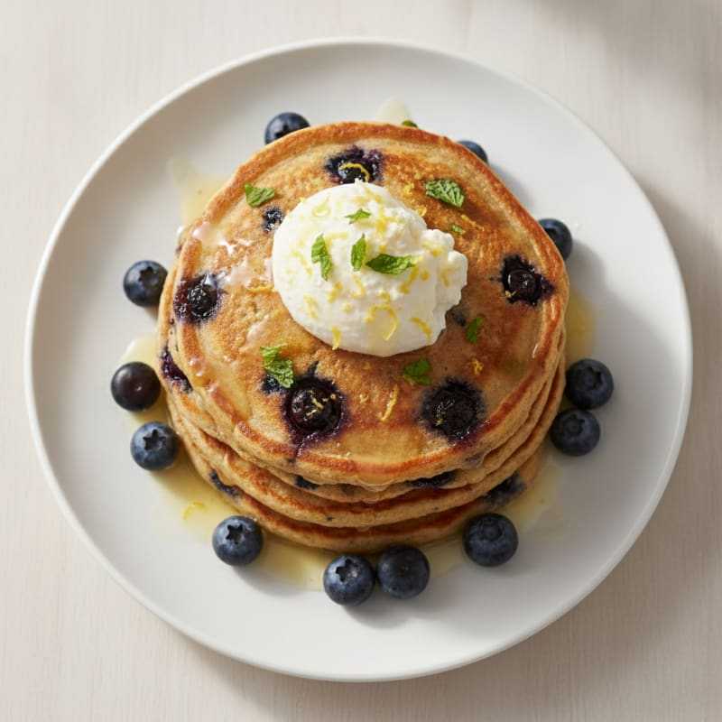 Blueberry Ricotta Pancakes with Lemon Zest