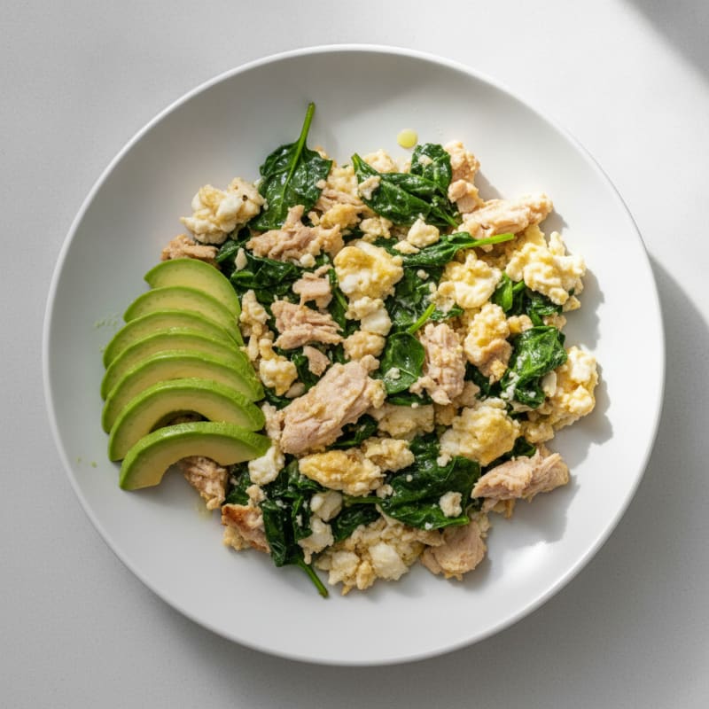 Egg White Scramble with Turkey Breast and Spinach