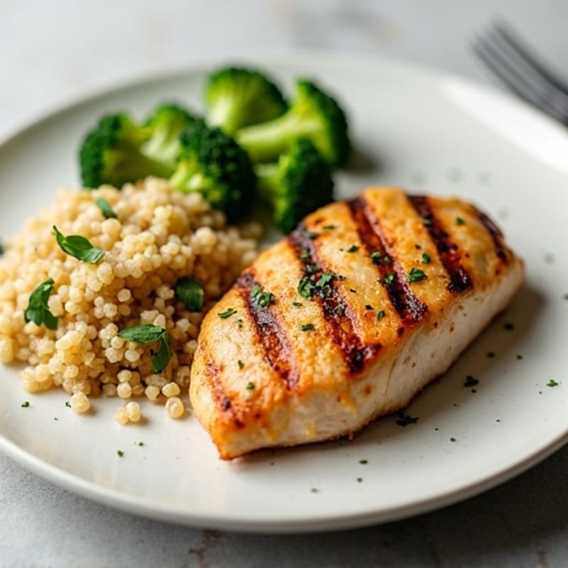 Grilled Chicken Breast with Quinoa and Steamed Broccoli