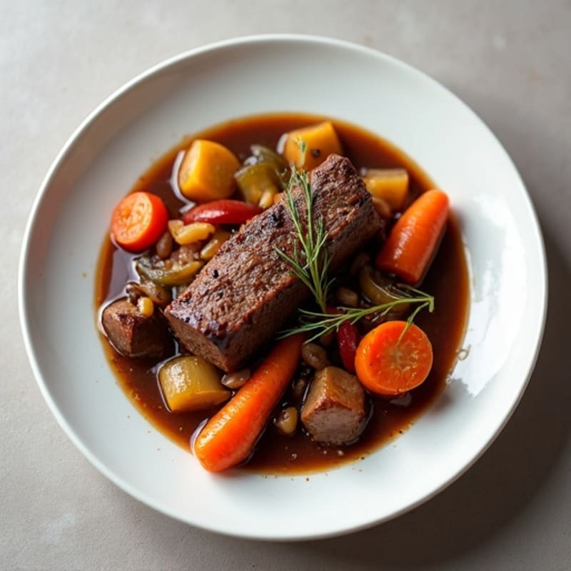 Tender Red Wine Braised Beef with Root Vegetables