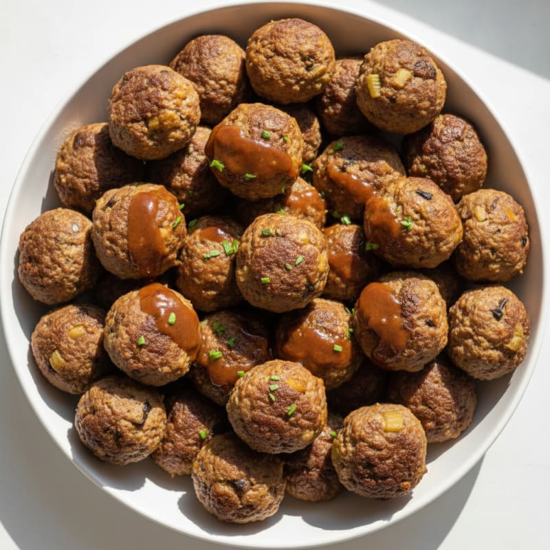 Savory Beef & Mushroom Baked Meatballs