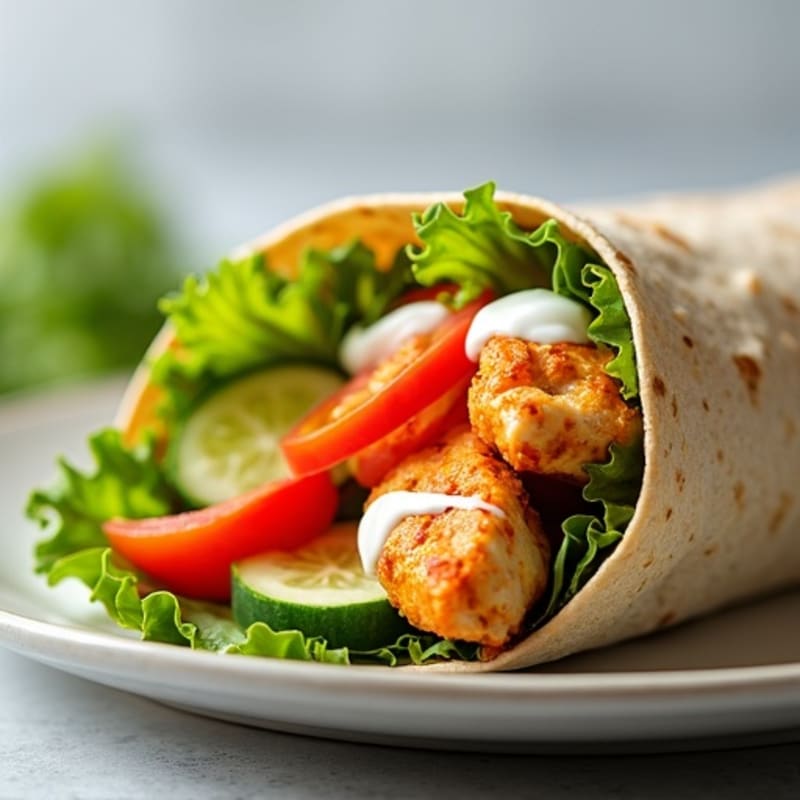 Healthy Buffalo Chicken Wrap with Fresh Veggies