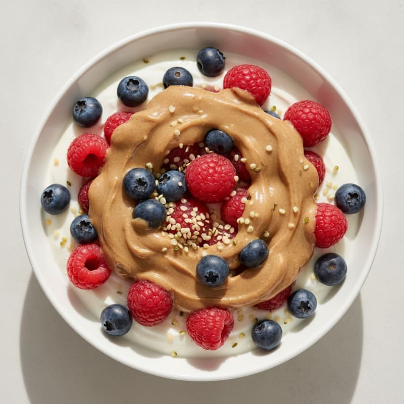 Creamy Greek Yogurt Bowl with Mixed Berries and Almond Butter