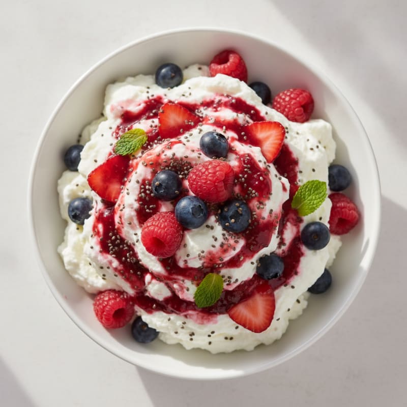 Greek Yogurt Protein Mousse with Mixed Berries