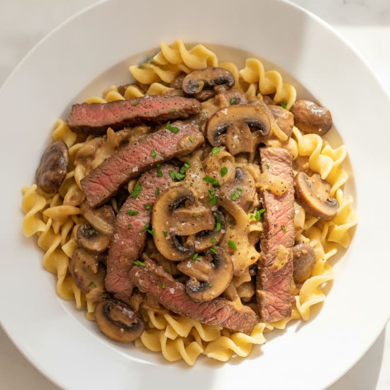 Classic Beef Stroganoff with Egg Noodles