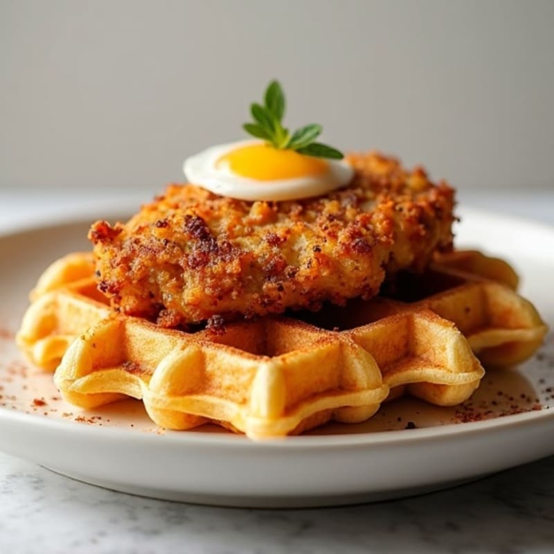 Crispy Baked Chicken with Almond Flour Waffles