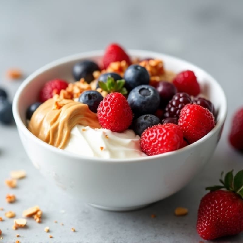 Creamy Greek Yogurt Protein Bowl with Mixed Berries and Almond Butter
