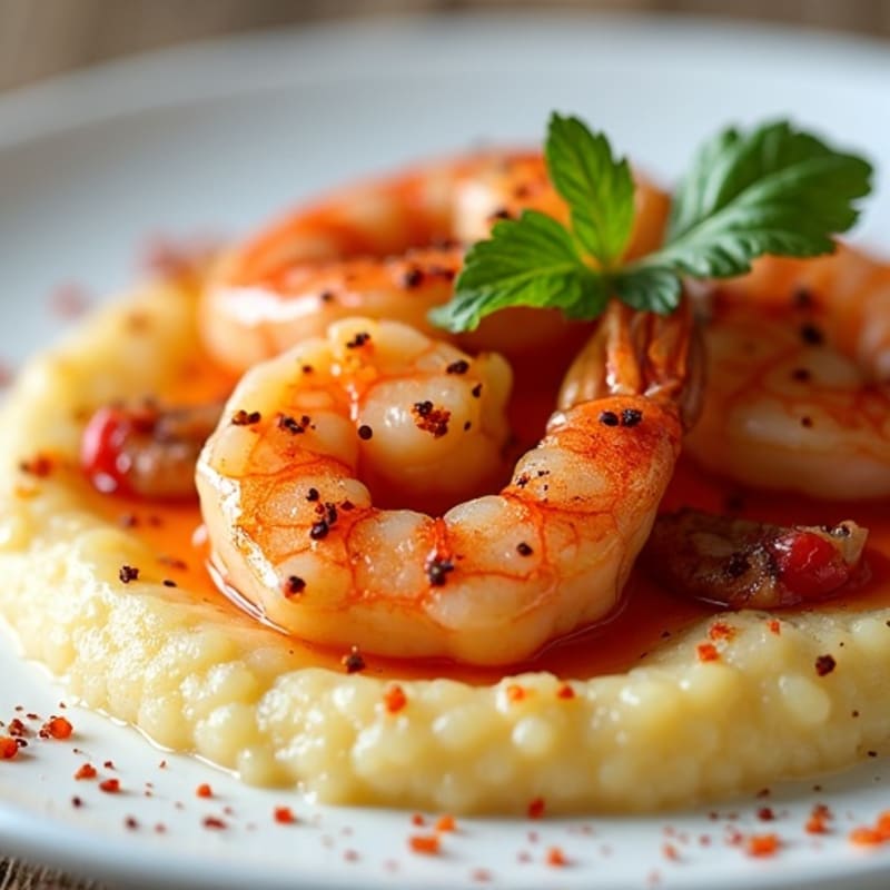 Spicy Pan-Seared Shrimp with Creamy Grits