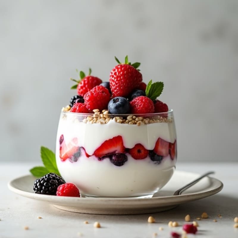 Creamy Greek Yogurt Parfait with Mixed Berries and Hemp Seeds