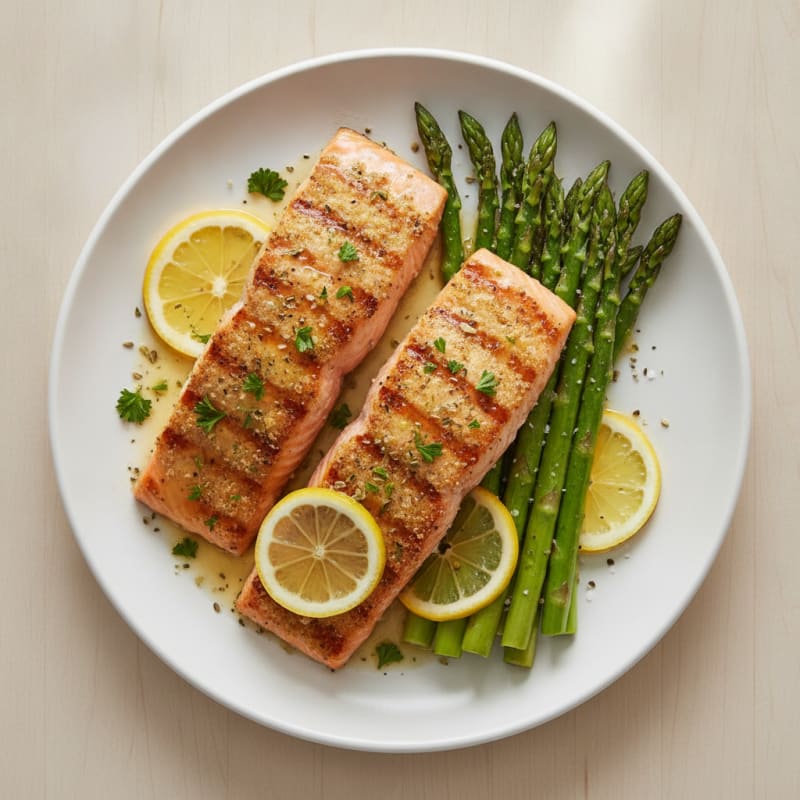 Lemon Herb Grilled Salmon with Asparagus