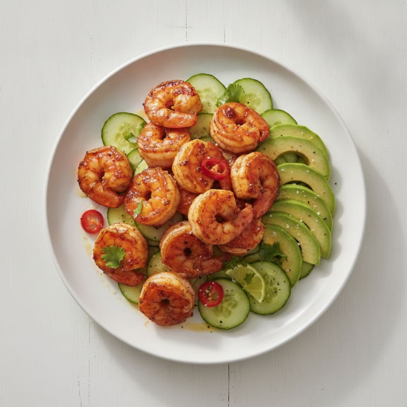 Chipotle Shrimp with Cucumber Avocado Salad