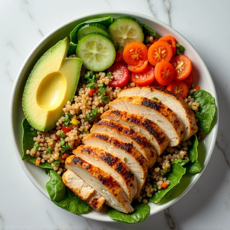 Grilled Chicken and Quinoa Salad with Crunchy Vegetables