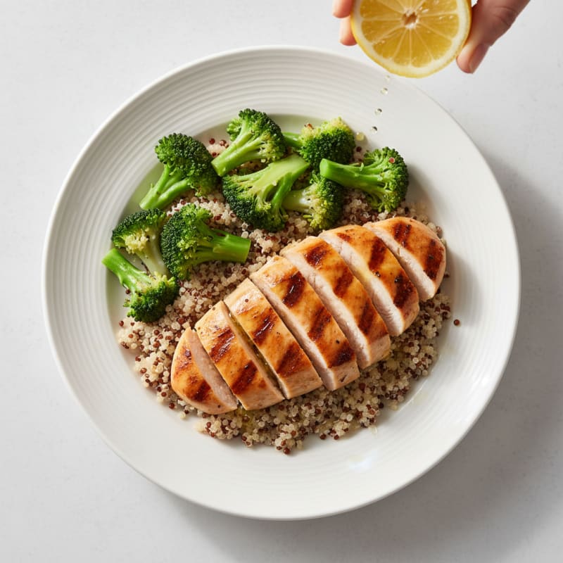 Grilled Chicken Breast with Quinoa and Steamed Broccoli