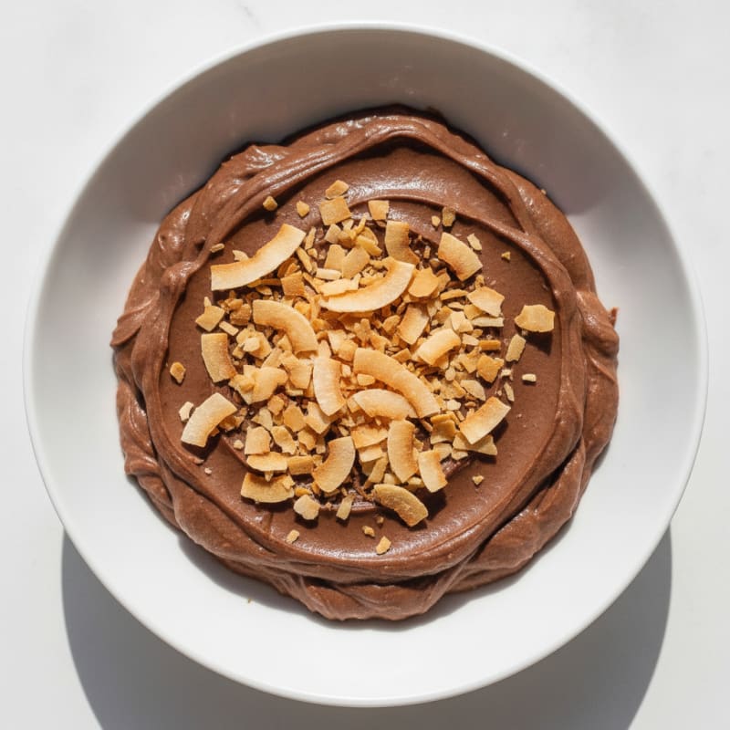 Silky Chocolate Protein Pudding with Toasted Coconut
