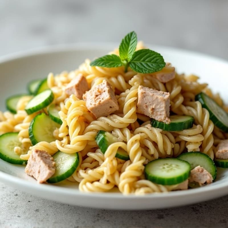 Tuna Pasta Salad with Fresh Cucumber and Zesty Pickled Ginger
