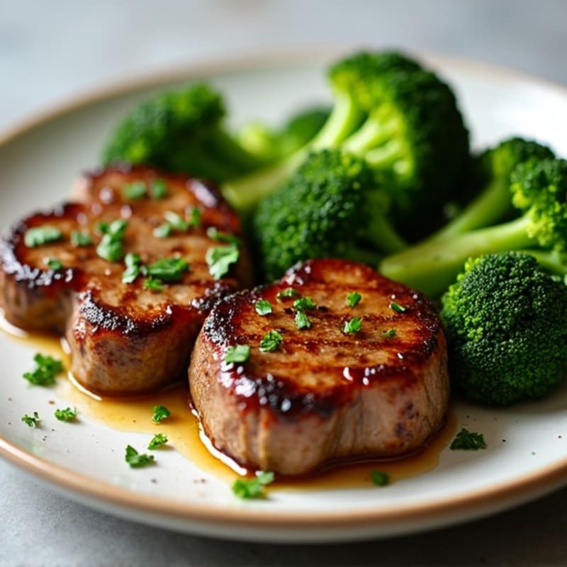 Garlic Herb Pan-Seared Steak Bites with Roasted Broccoli