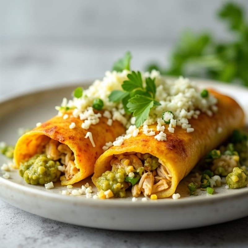 Salsa Verde Shredded Chicken Enchiladas