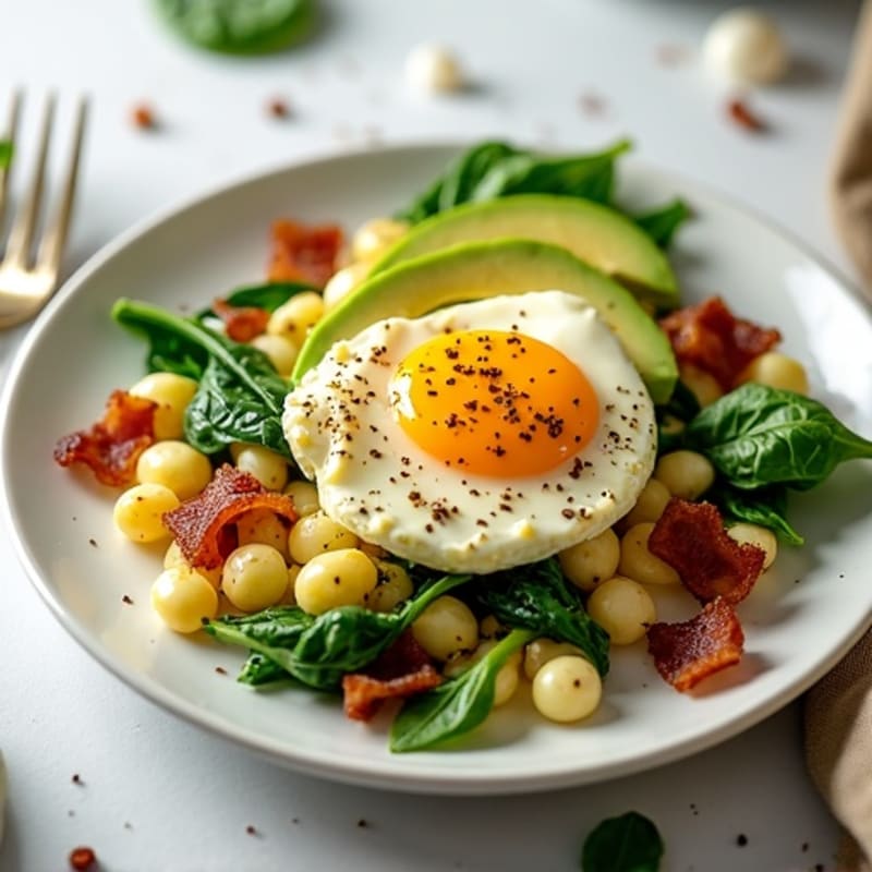 Cottage Cheese Scramble with Spinach and Turkey Bacon