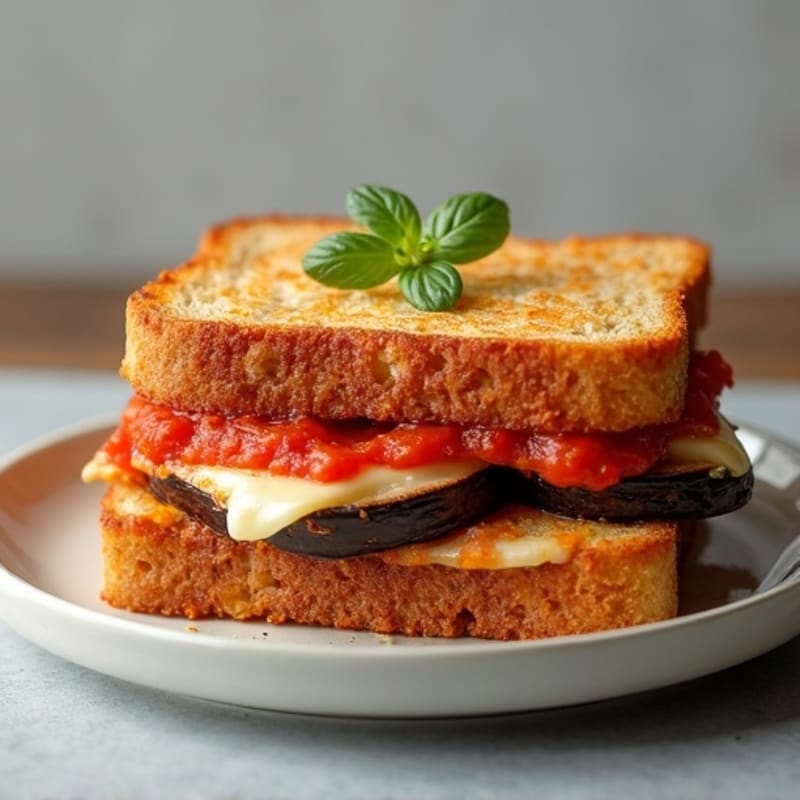 Crispy Baked Eggplant Parmesan Sandwich
