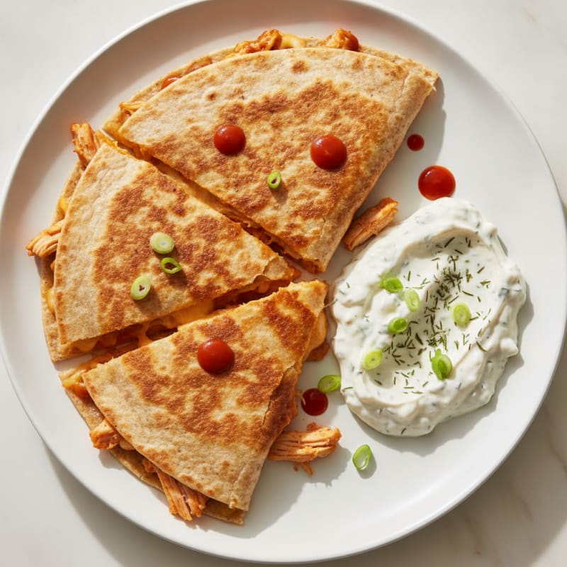 Buffalo Chicken Quesadilla with Ranch Dip