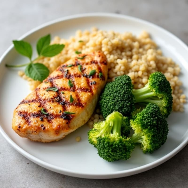 Grilled Chicken Breast with Quinoa and Steamed Broccoli