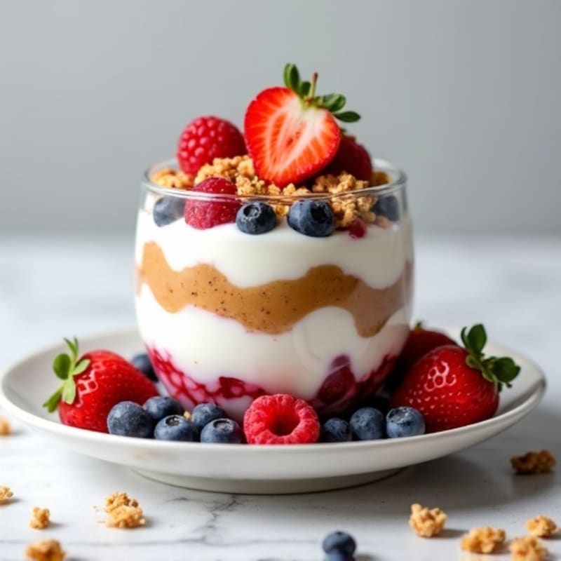 Creamy Greek Yogurt Parfait with Mixed Berries and Almond Butter
