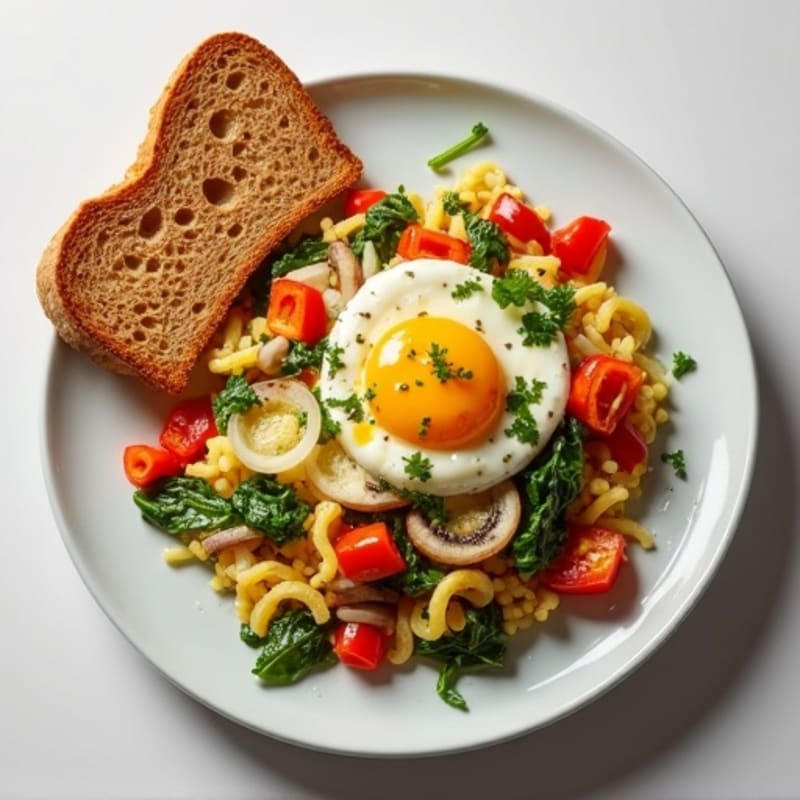 Egg White Veggie Scramble with Cottage Cheese