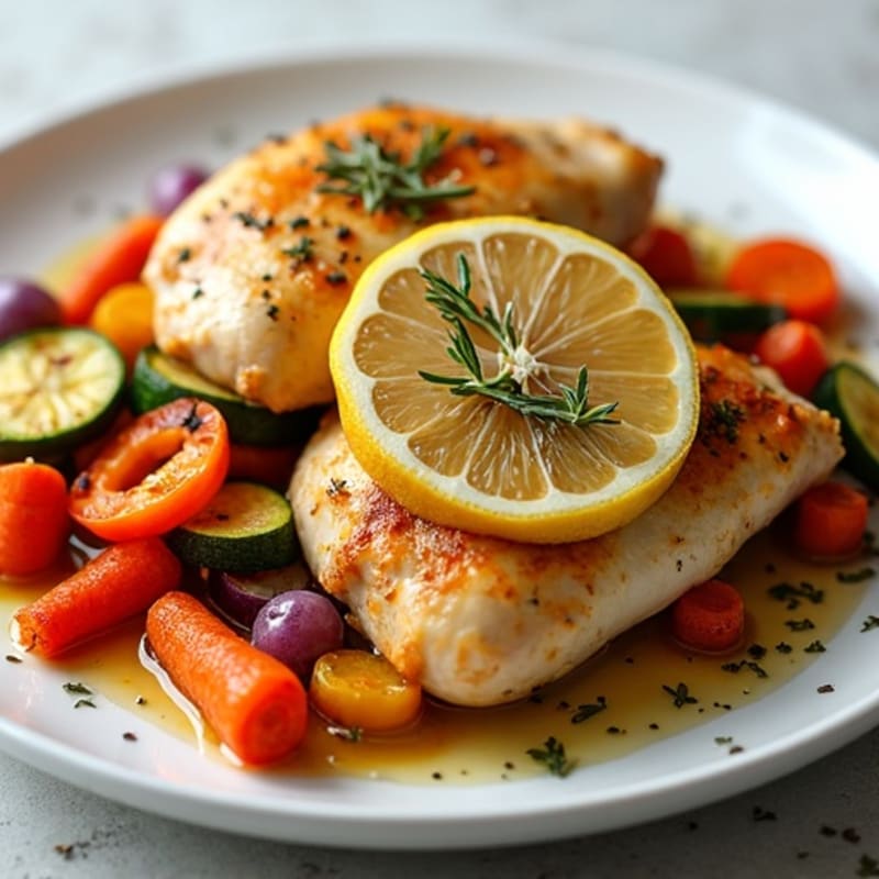 Lemon Herb Roasted Chicken with Crispy Roasted Vegetables