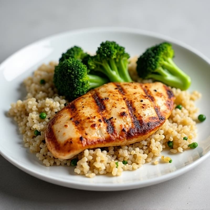 Grilled Chicken Breast with Roasted Broccoli and Quinoa