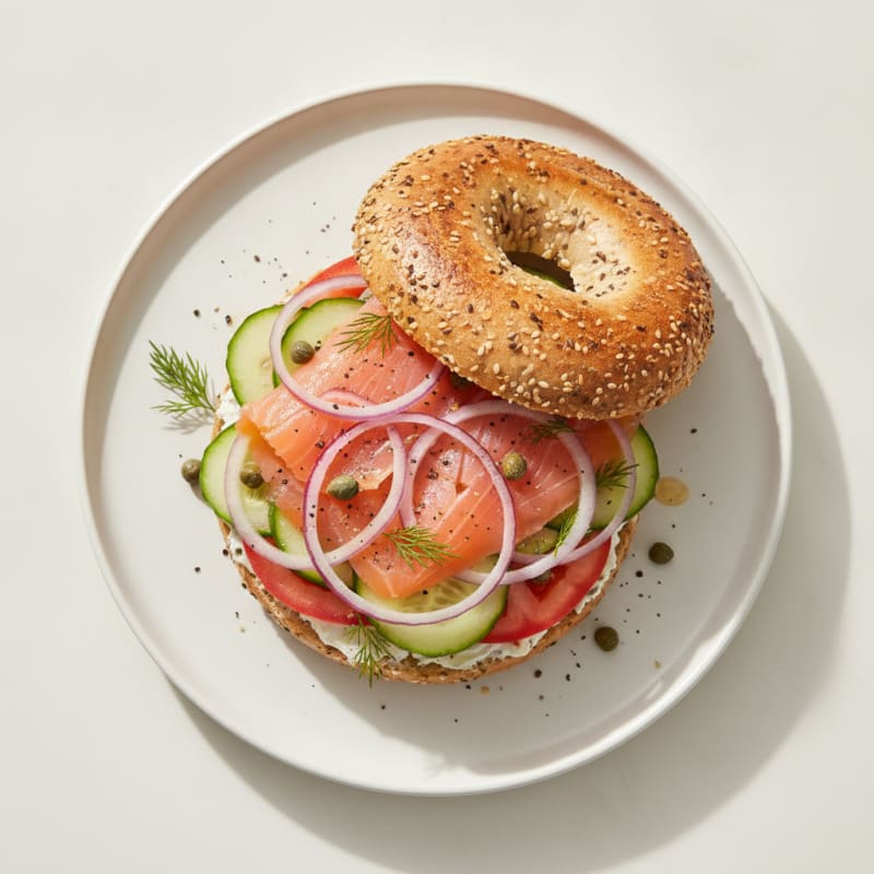 Smoked Salmon Everything Bagel Sandwich