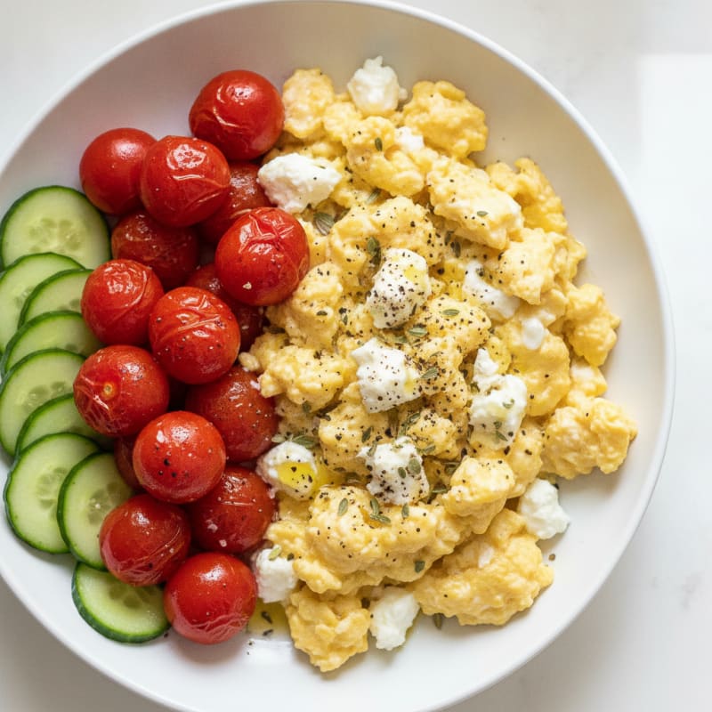 Savory Goat Cheese Scramble with Roasted Tomatoes