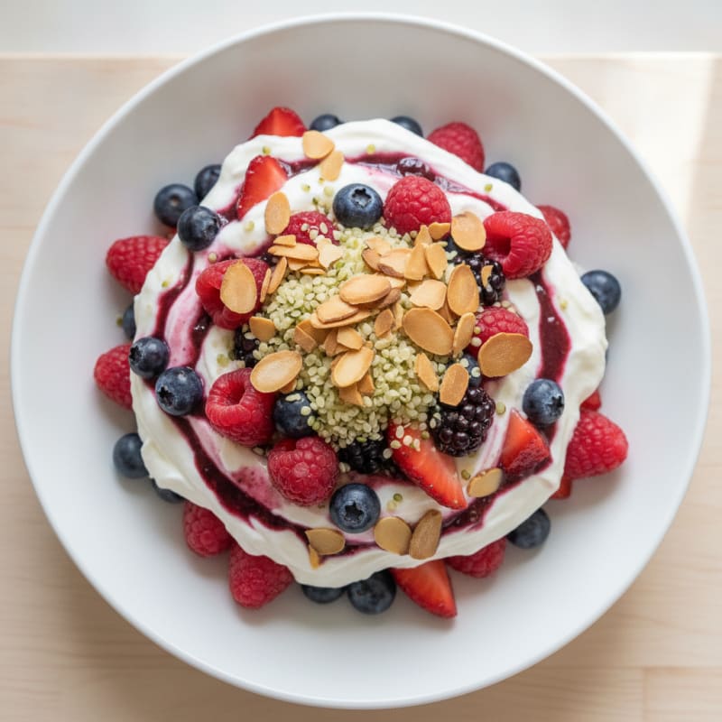 Greek Yogurt Protein Parfait with Mixed Berries