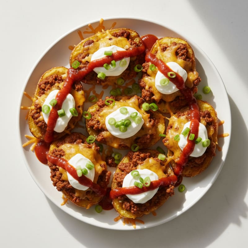 Crispy Chili Cheese Potato Skins