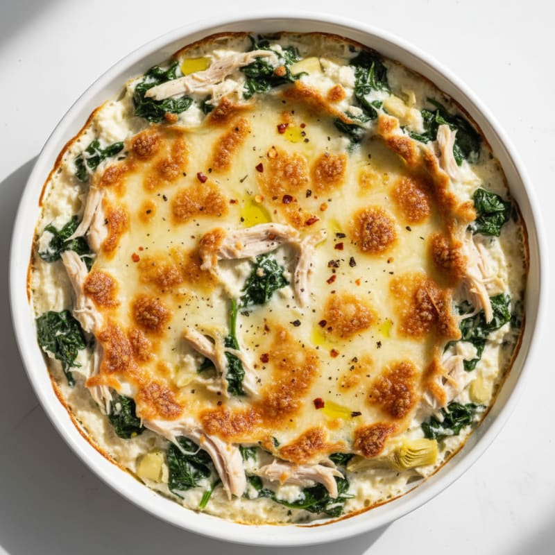 Creamy Spinach Artichoke Dip with Golden Crust