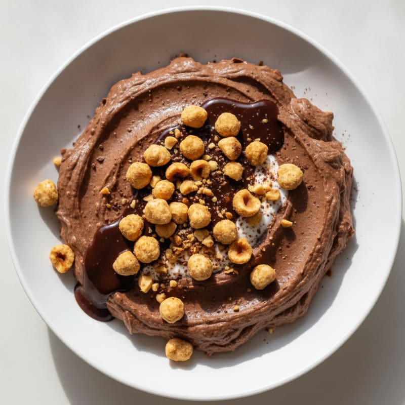 Chocolate Protein Mousse with Toasted Hazelnuts
