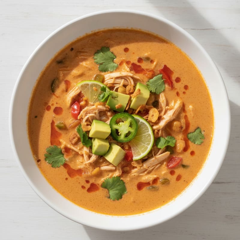 Spicy Mexican Shredded Chicken Soup