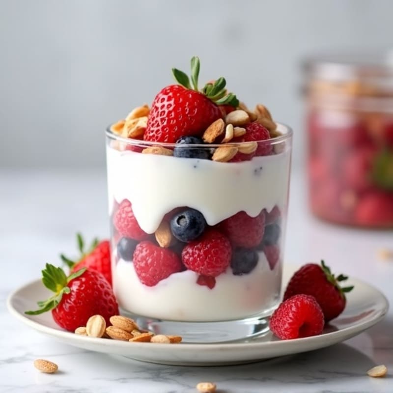 Greek Yogurt Protein Parfait with Mixed Berries and Almonds