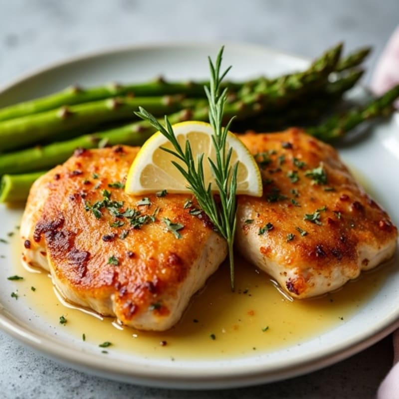 Crispy Lemon Herb Chicken Thighs with Roasted Asparagus