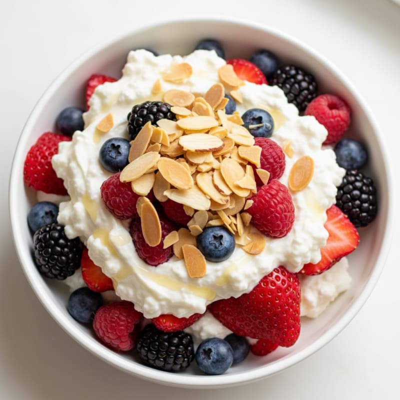 Creamy Protein Yogurt Parfait with Mixed Berries and Almonds