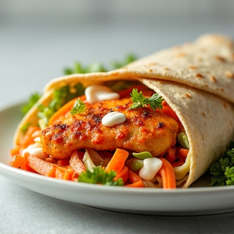Spicy Buffalo Chicken Wraps with Crunchy Slaw