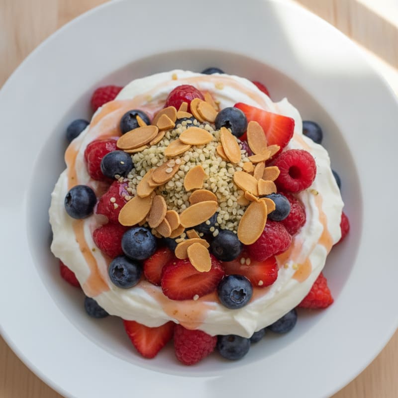 Greek Yogurt Protein Parfait with Mixed Berries