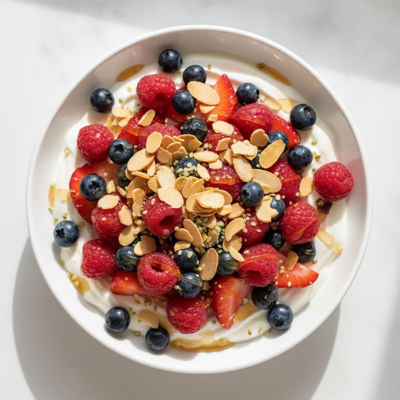 Creamy Greek Yogurt Bowl with Mixed Berries and Toasted Almonds