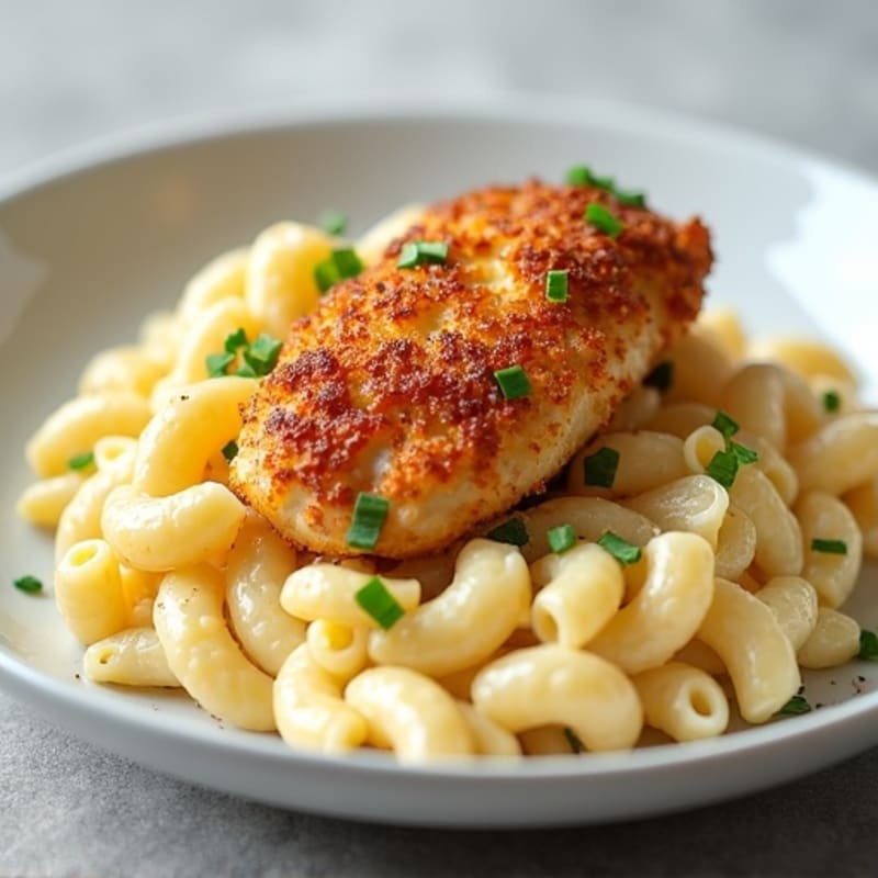 Creamy Cauliflower Mac with Crispy Chicken