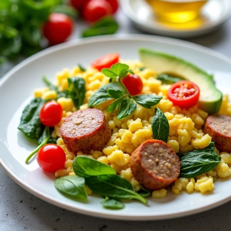 Egg White and Turkey Sausage Scramble with Spinach