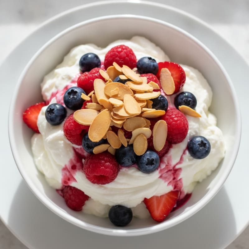Creamy Greek Yogurt Protein Parfait with Mixed Berries and Almonds