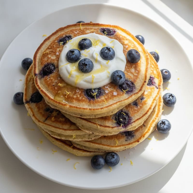 Blueberry Ricotta Pancakes with Lemon Zest